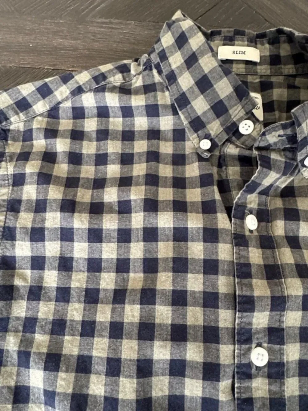 J.Crew Button Down Shirt Slim Fit Gingham Small | Blue Check Cotton | Preppy